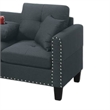 Rema 3pc Sectional Sofa- Chaise- Ottoman- 2 Pillows- Dark Gray Linen