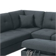 Rema 3pc Sectional Sofa- Chaise- Ottoman- 2 Pillows- Dark Gray Linen