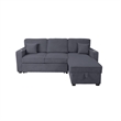 Foi Convertible Sectional Sofa with Reversible Chaise- Gray Corduroy