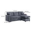 Foi Convertible Sectional Sofa with Reversible Chaise- Gray Corduroy