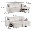 Foi Convertible Sectional Sofa with Reversible Chaise- Beige Corduroy