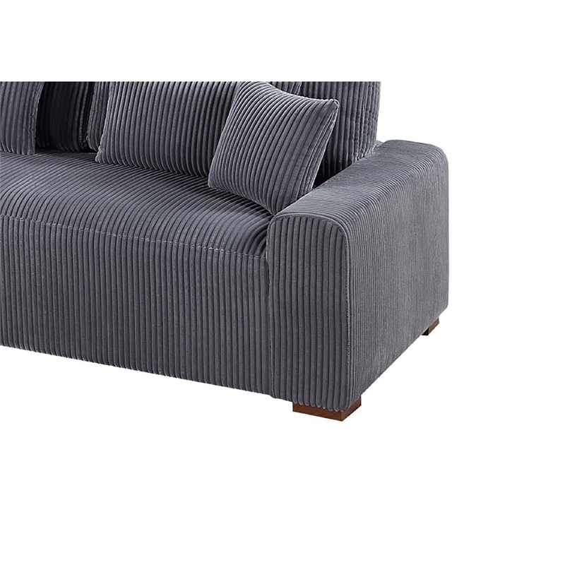 Lio 2pc XL Sectional Sofa with Chaise- 5 Throw Pillows- Gray Corduroy