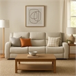Gira Manual Recliner Sofa with Contour Armrest- Solid Wood- 88 Inch- Beige