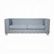 Reah Sofa- Knitted Light Blue Chenille- White Composite Wood- 85 Inch