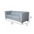 Reah Sofa- Knitted Light Blue Chenille- White Composite Wood- 85 Inch