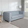 Reah Sofa- Knitted Light Blue Chenille- White Composite Wood- 85 Inch