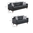 Roli 2pc Sofa and Loveseat Set- 4 Throw Pillows- Soft Black Polyfiber