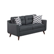 Roli 2pc Sofa and Loveseat Set- 4 Throw Pillows- Soft Black Polyfiber