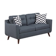 Roli 2pc Sofa and Loveseat Set- 4 Throw Pillows- Soft Blue Polyfiber
