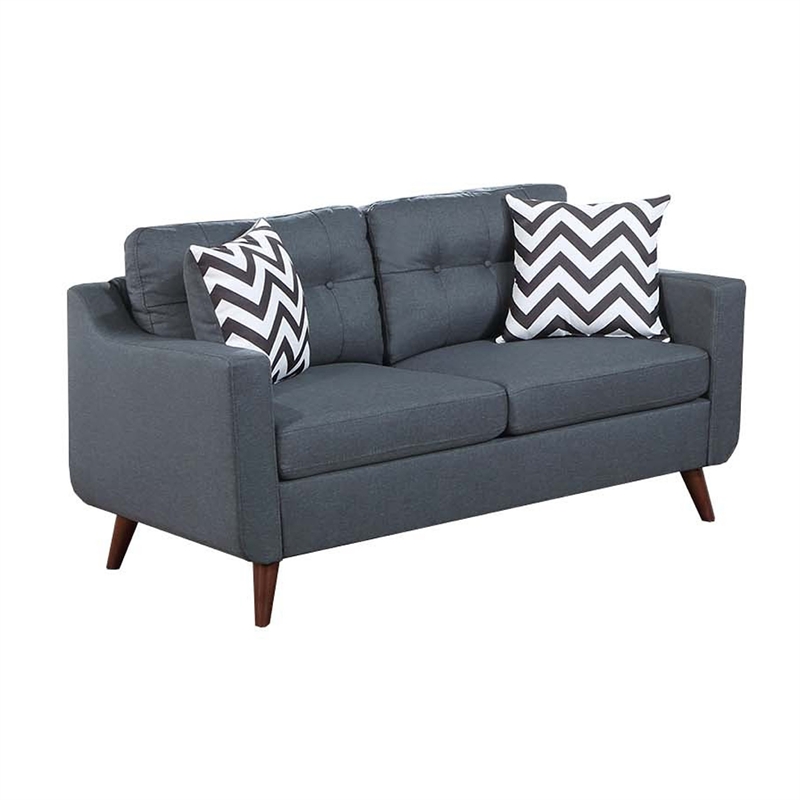 Roli 2pc Sofa and Loveseat Set- 4 Throw Pillows- Soft Blue Polyfiber