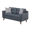 Roli 2pc Sofa and Loveseat Set- 4 Throw Pillows- Soft Blue Polyfiber