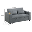 Soen Convertible Sofa w Pull Out Sleeper Bed- 2 Pillows- Slate Gray