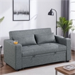Soen Convertible Sofa w Pull Out Sleeper Bed- 2 Pillows- Slate Gray