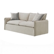 Savoir Sofa- 2 Accent Pillows- Contemporary Beige Linen Fabric 84 Inch