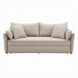 Leif Sofa with Full Size Pull Out Sleeper- 87 Inch Wood- Beige Fabric