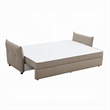Leif Sofa with Full Size Pull Out Sleeper- 87 Inch Wood- Beige Fabric