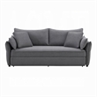 Leif Sofa with Full Size Pull Out Sleeper- 87 Inch Wood- Gray Fabric