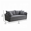 Leif Sofa with Full Size Pull Out Sleeper- 87 Inch Wood- Gray Fabric