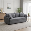 Leif Sofa with Full Size Pull Out Sleeper- 87 Inch Wood- Gray Fabric