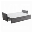Leif Sofa with Full Size Pull Out Sleeper- 87 Inch Wood- Gray Fabric