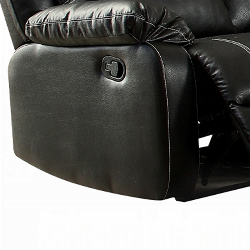 Zuru Motion Manual Recliner Sofa- 3 Seater- Plush Black Faux Leather