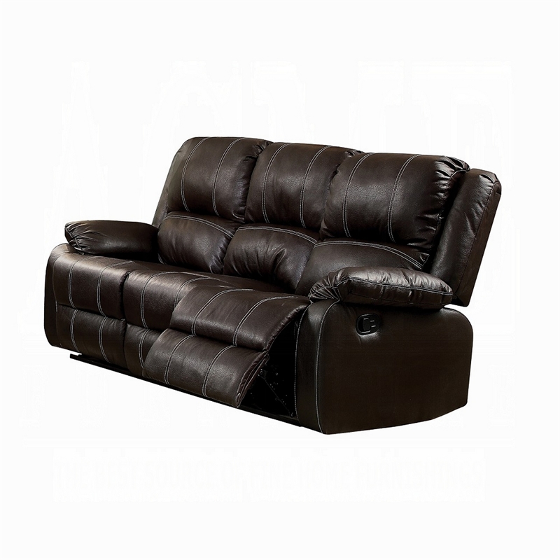 Zuru Motion Manual Recliner Sofa- 3 Seater- Plush Brown Faux Leather
