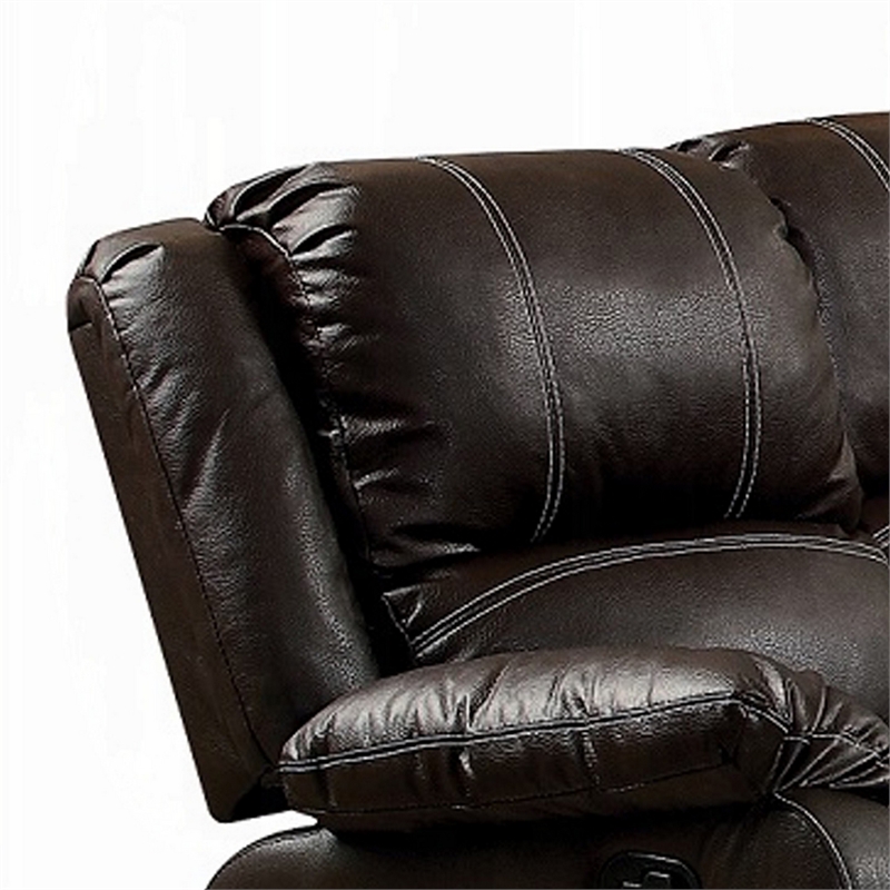 Zuru Motion Manual Recliner Sofa- 3 Seater- Plush Brown Faux Leather