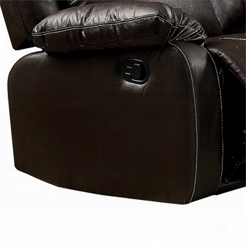Zuru Motion Manual Recliner Sofa- 3 Seater- Plush Brown Faux Leather