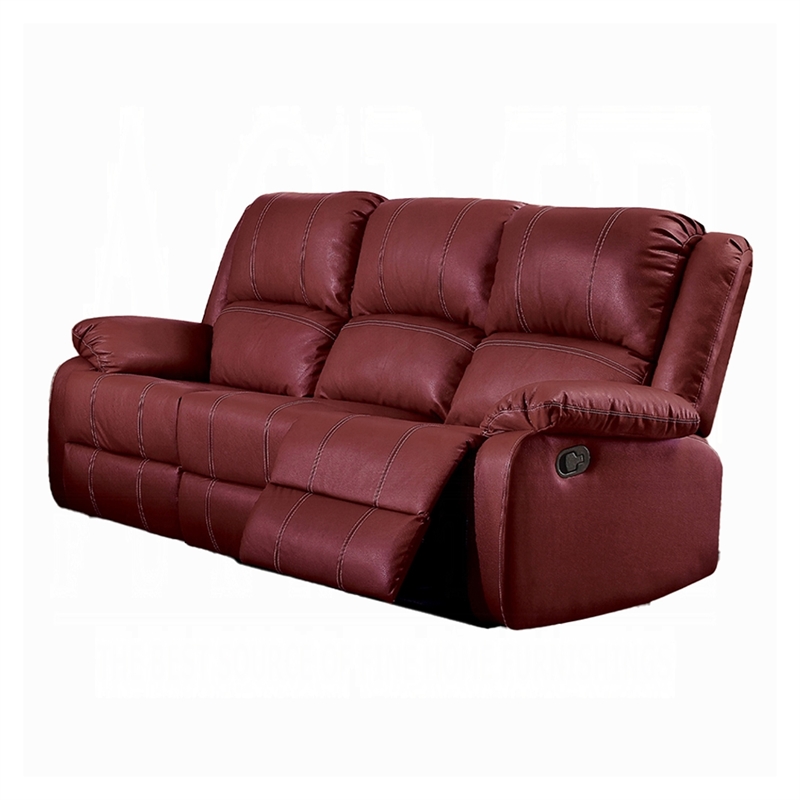 Zuru Motion Manual Recliner Sofa- 3 Seater- Plush Red Faux Leather
