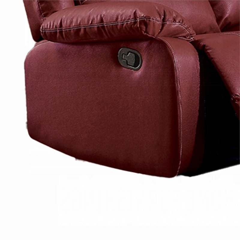 Zuru Motion Manual Recliner Sofa- 3 Seater- Plush Red Faux Leather