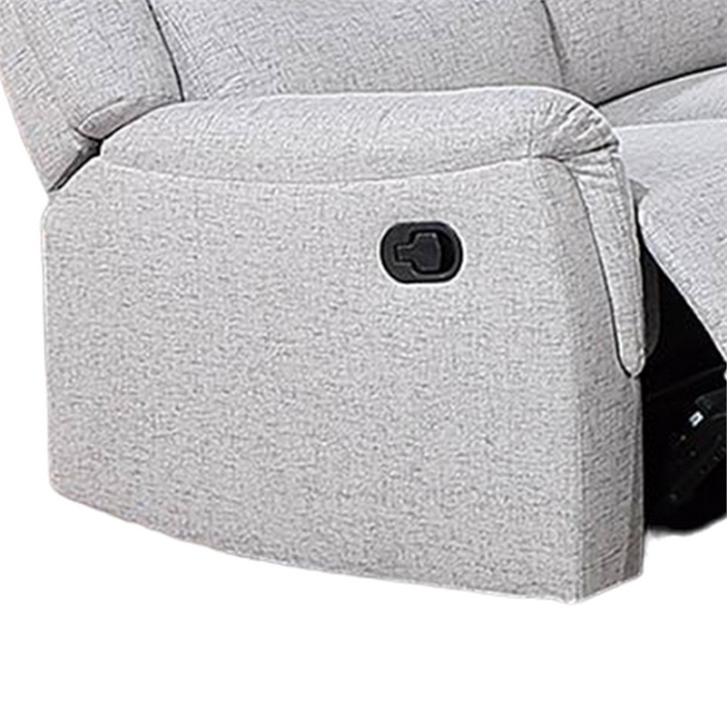 Ammy Manual Recliner Sofa- Pillow Arms- 75in Wood- White Faux Burlap