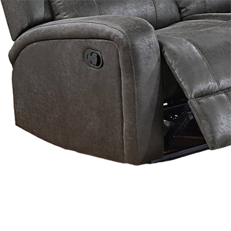 Charles Manual Recliner Sofa- Smoke Gray Faux Leather- Wood- 78 Inch