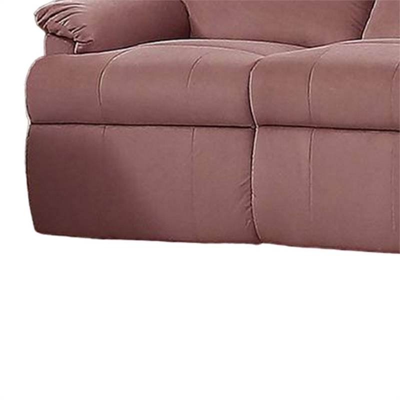 Karry Manual Recliner Sofa- Blush Pink Velvet- Solid Wood- 73 Inch