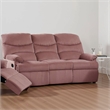 Karry Manual Recliner Sofa- Blush Pink Velvet- Solid Wood- 73 Inch