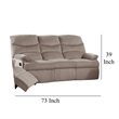 Karry Manual Recliner Sofa- Light Brown Velvet- 73 Inch Solid Wood