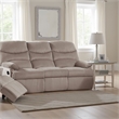 Karry Manual Recliner Sofa- Light Brown Velvet- 73 Inch Solid Wood