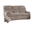 Karry Manual Recliner Sofa- Light Brown Velvet- 73 Inch Solid Wood