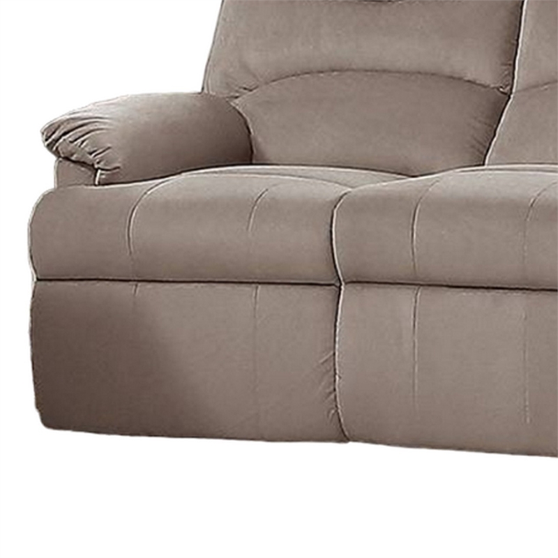 Karry Manual Recliner Sofa- Light Brown Velvet- 73 Inch Solid Wood