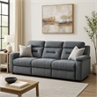 Niko Manual Recliner Sofa- Light Gray Velvet- Solid Wood- 83 Inch