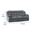Niko Manual Recliner Sofa- Light Gray Velvet- Solid Wood- 83 Inch