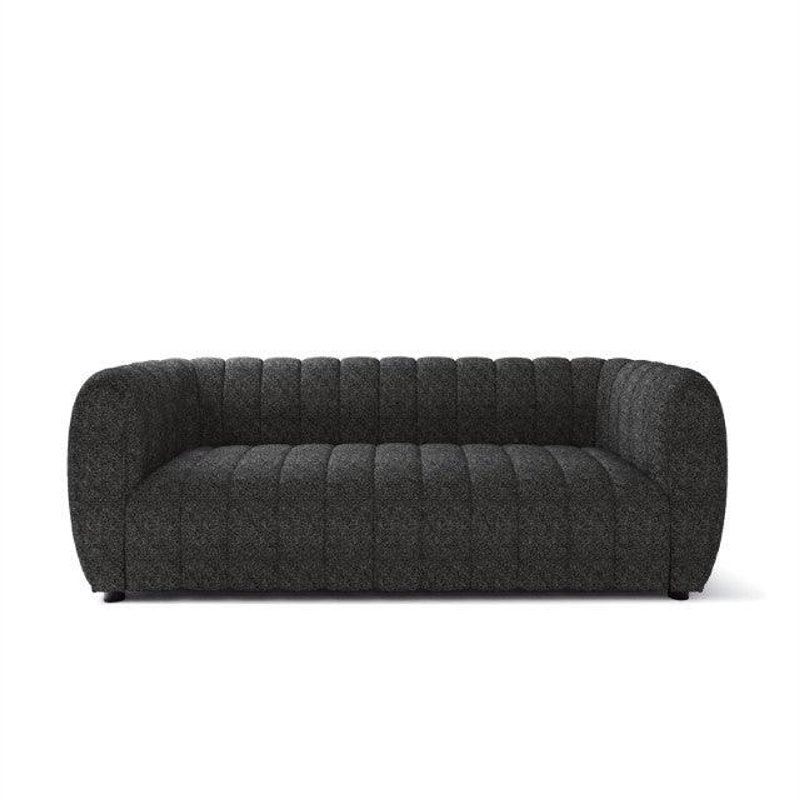 Hery Sofa- 83 Inch- Black Boucle- Vertical Channel Tufted Details