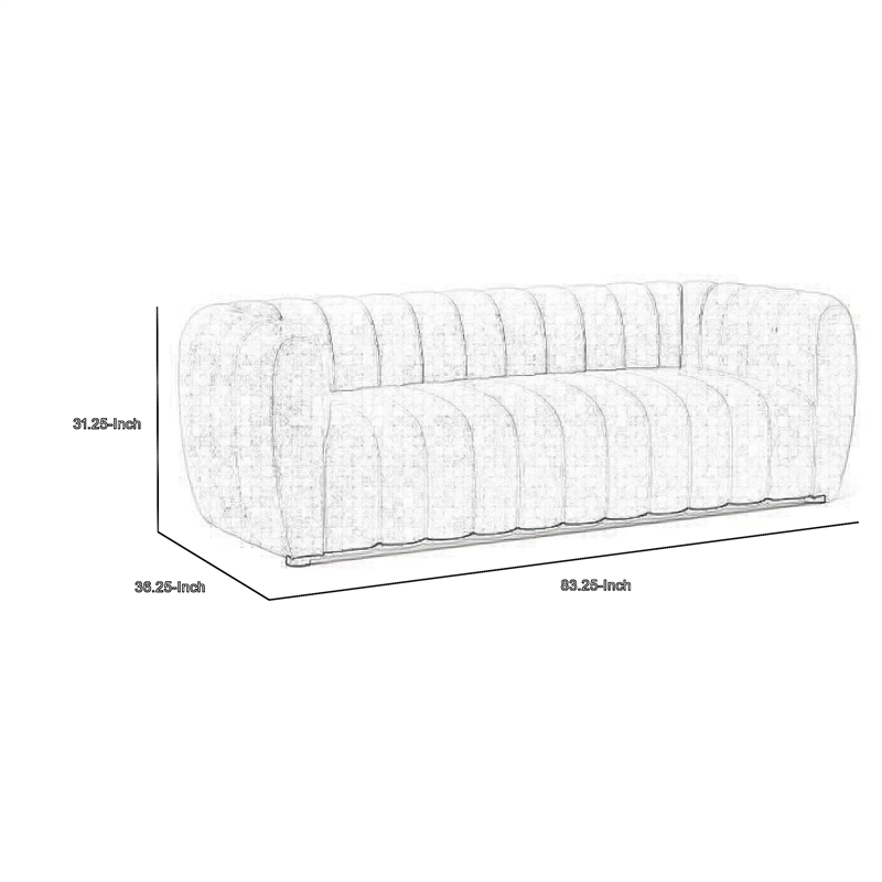 Hery Sofa- 83 Inch- Black Boucle- Vertical Channel Tufted Details