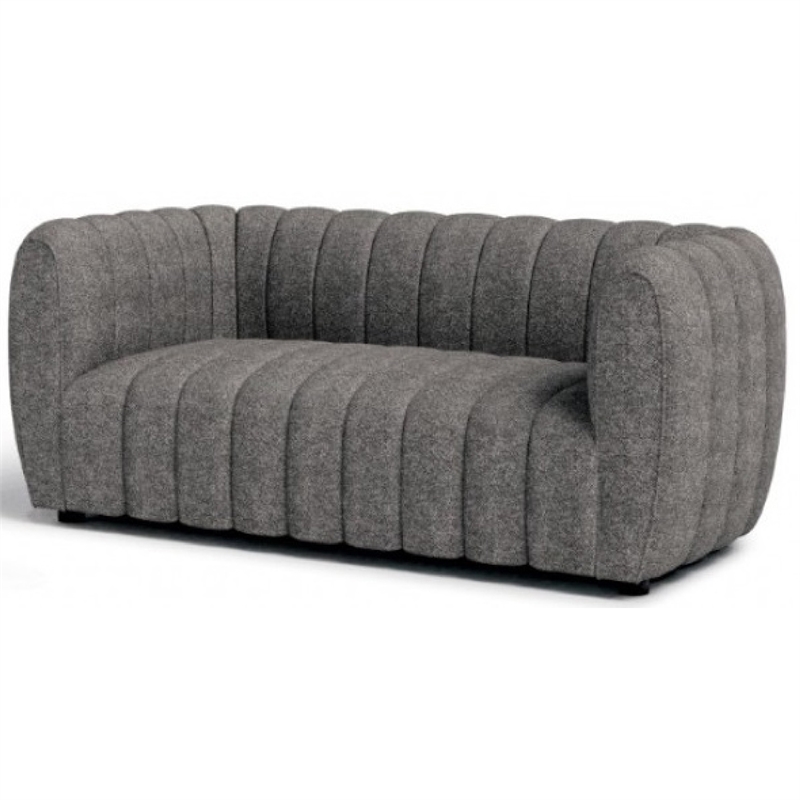 Hery Loveseat- 65 Inch- Gray Boucle- Vertical Channel Tufted Details