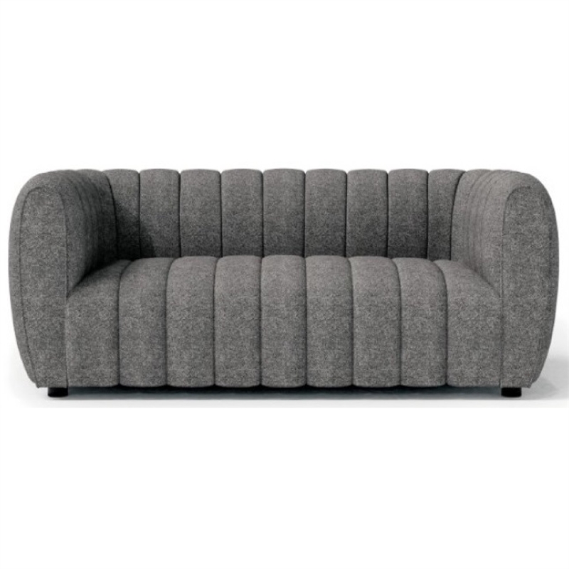 Hery Loveseat- 65 Inch- Gray Boucle- Vertical Channel Tufted Details