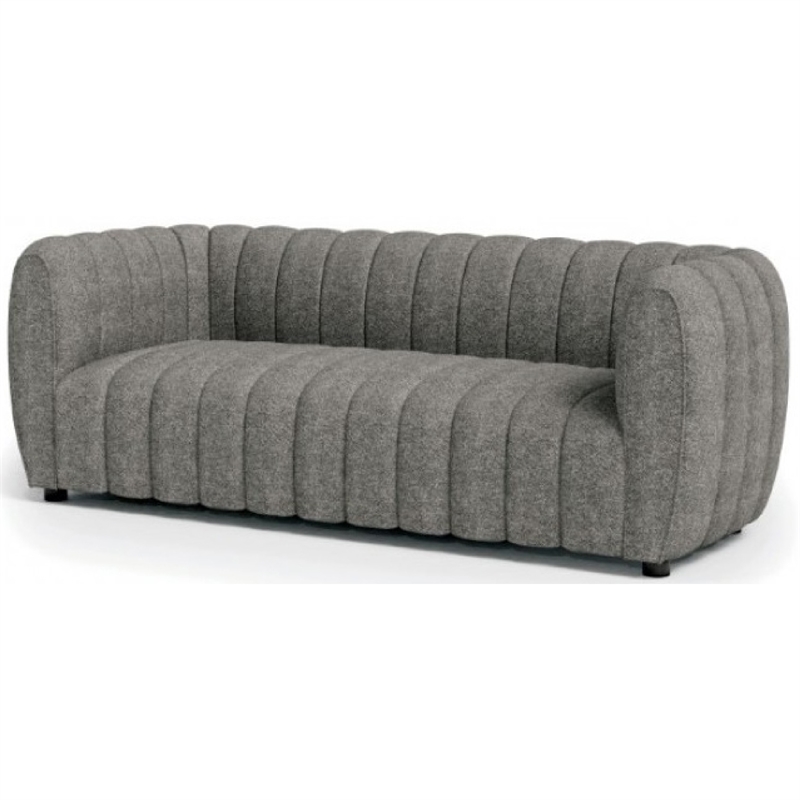 Hery Sofa- 23 Inch- Gray Boucle- Vertical Channel Tufted Details