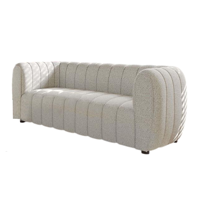 Hery Loveseat- 65 Inch- White Boucle- Vertical Channel Tufted Details
