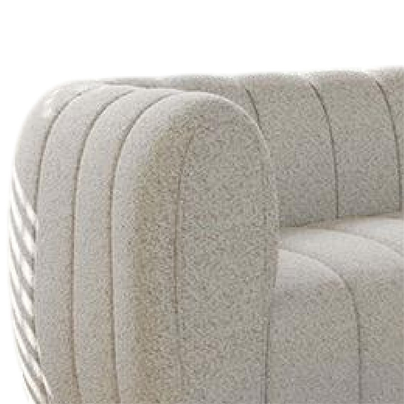 Hery Loveseat- 65 Inch- White Boucle- Vertical Channel Tufted Details