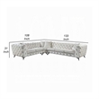 Ronia Sectional Sofa- 4 Throw Pillows- Tufted Ivory White- 133 Inch
