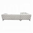 Ronia Sectional Sofa- 4 Throw Pillows- Tufted Ivory White- 133 Inch