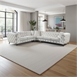 Ronia Sectional Sofa- 4 Throw Pillows- Tufted Ivory White- 133 Inch